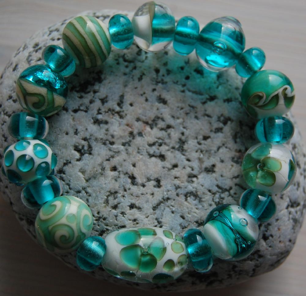 Bracelet ivoire et vert