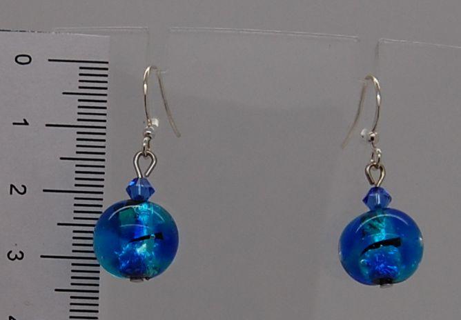 Earrings, blue tones on pure silver